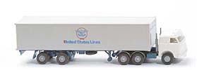 US-Zugmaschine Container-Sattelzug - United States Lines mit Frontdruck, weiß / altweiß - United States Lines (2) b