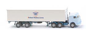 Zur Detailseite US-Zugmaschine Container-Sattelzug - United States Lines mit Frontdruck, weißblau - United States Lines (2) ~