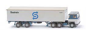 Zur Detailseite Scania 110  Container-Sattelzug - SEATRAIN azurblau/altweiß Frontdruck - Seatrain