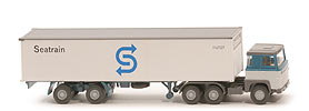 Scania 110  Container-Sattelzug - SEATRAIN azurblau/altweiß Frontdruck - Seatrain