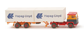 Scania 111 Container-Sattelzug - Hapag-Lloyd melonengelb / stahlblau / rot - Hapag-Lloyd 9a