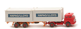 MAN 10.230 Container-Sattelzug HL - FH, CH rot, Aufl. gelborange, KöBo dünn - Hapag-Lloyd 1?