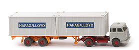 MAN 10.230 Container-Sattelzug HL - FH achatgrau, CH hellbraunrot, Aufl. glasiges hellorangegelb, KöBo groß - Hapag-Lloyd 1a