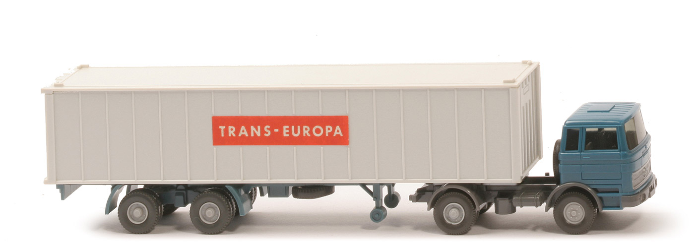 MB LPS 1620 Container-Sattelzug I (II) - TRANS-EUROPA azurblau / staubgrau - 523/7e