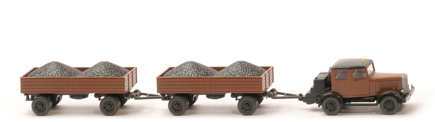 Hanomag ST 100 mit Pritschen-Anhängern - Kohlenzug, lehmbraun/schwarz - 850/3