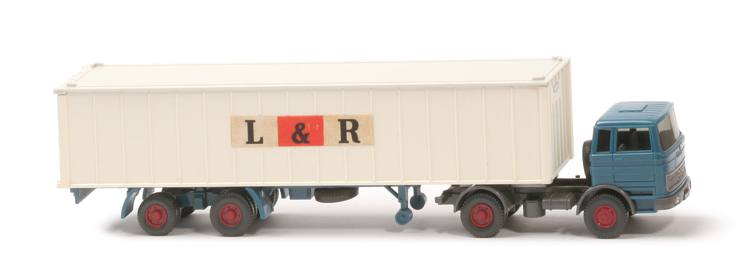 MB LPS 1620 Container-Sattelzug II - L & R  azurblau / basaltgrau - 523/17?