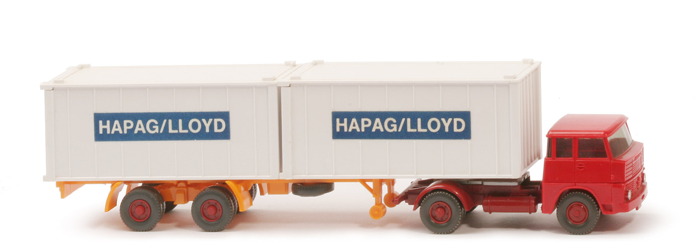 Henschel HS 14 Container-Sattelzug - Kabine rot, Bolzen stark - 523/1