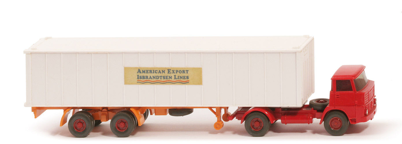 Henschel HS 16 Container-Sattelzug - AMERICAN EXPORT ..., 1 x 40 ft weiß, KöBo dünn - American Export