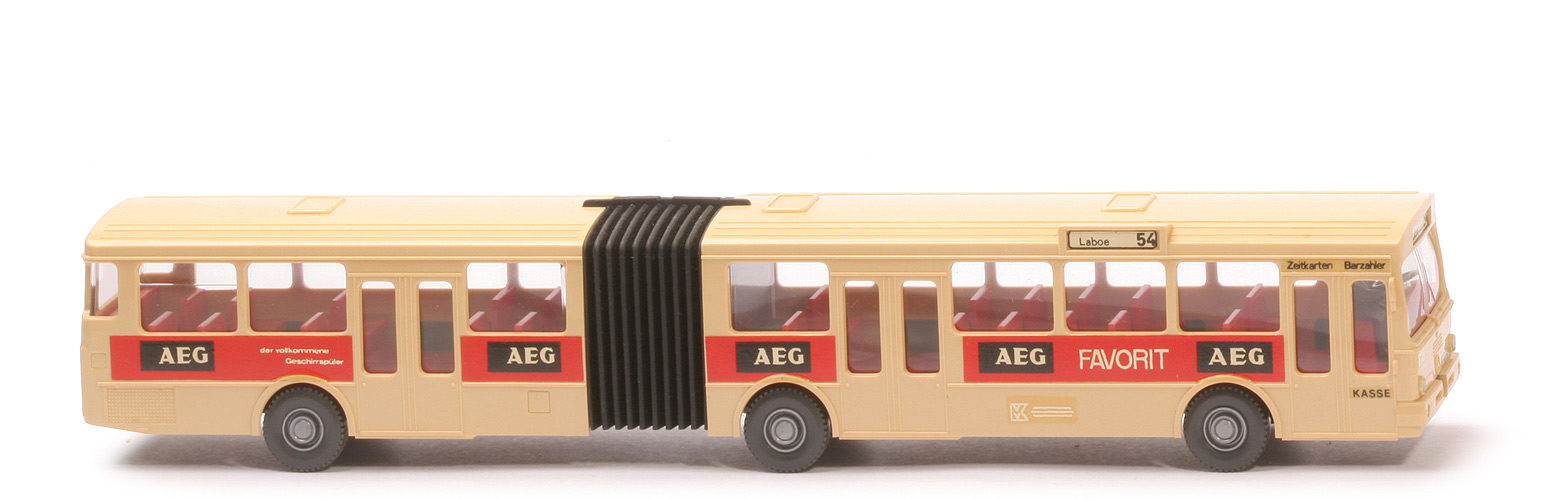 MB O 305 G Gelenkbus - Stadtbus hellbeige, mit angebrachter Beschriftung AEG - 705/1b