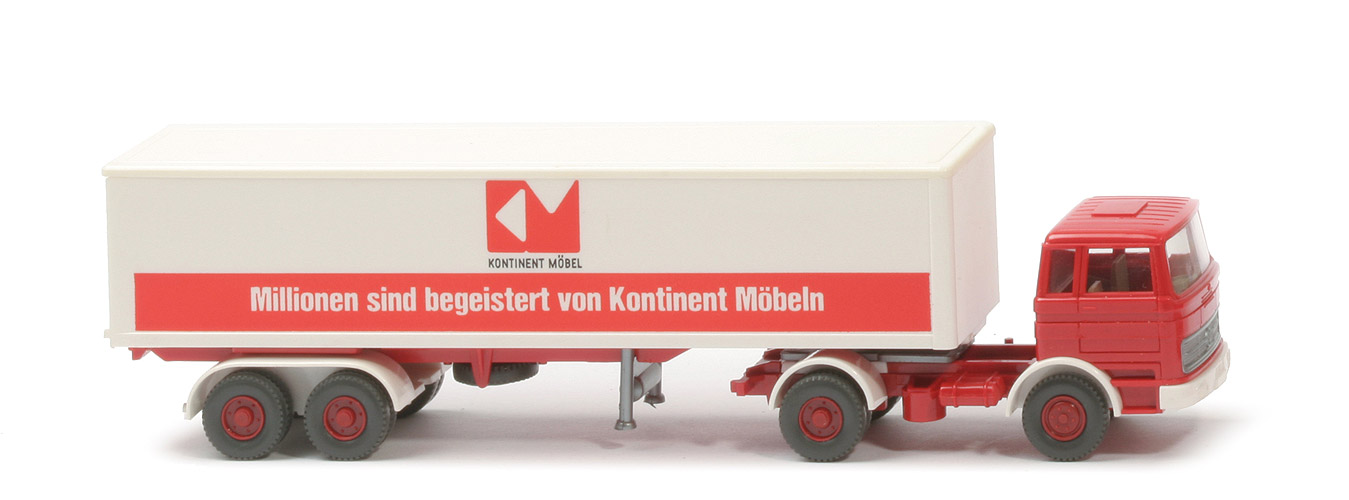 MB LPS 1620 Koffer-Sattelzug - Kontinent Aufl-Chassis rot - 513/11c