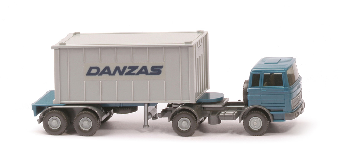 MB LPS 1620 Container-Sattelzug 20 ft - Danzas (Folie), Auflieger azurblau - Danzas