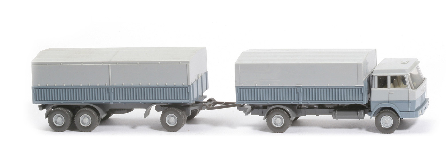 Hanomag-Henschel Stahlpritschen-Lastzug - silbergrau / graublau - 410/7b