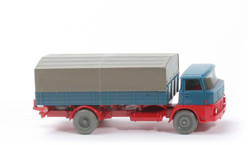 Henschel HS 16 Pritsche - azurblau / rot - Chassis rot - 417/1c