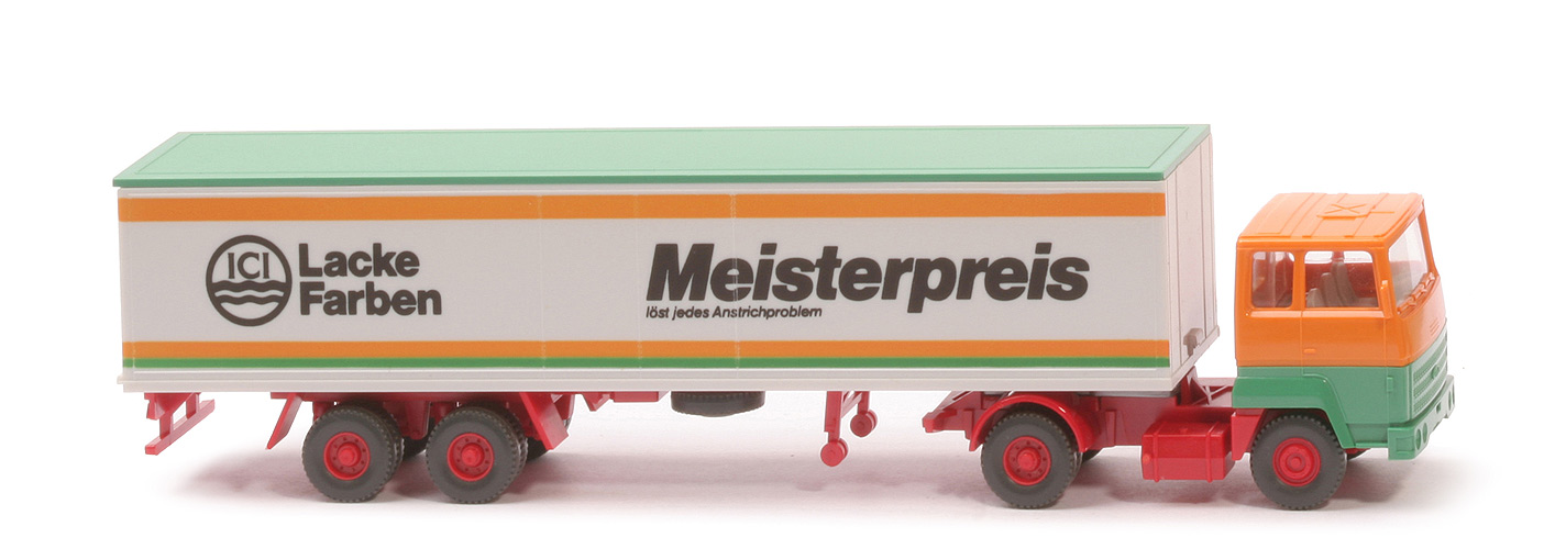 Ford Transcontinental Koffer-Sattelzug  - ICI, ... löst jedes Anstrichproblem, gelborange/grün - 540/34b