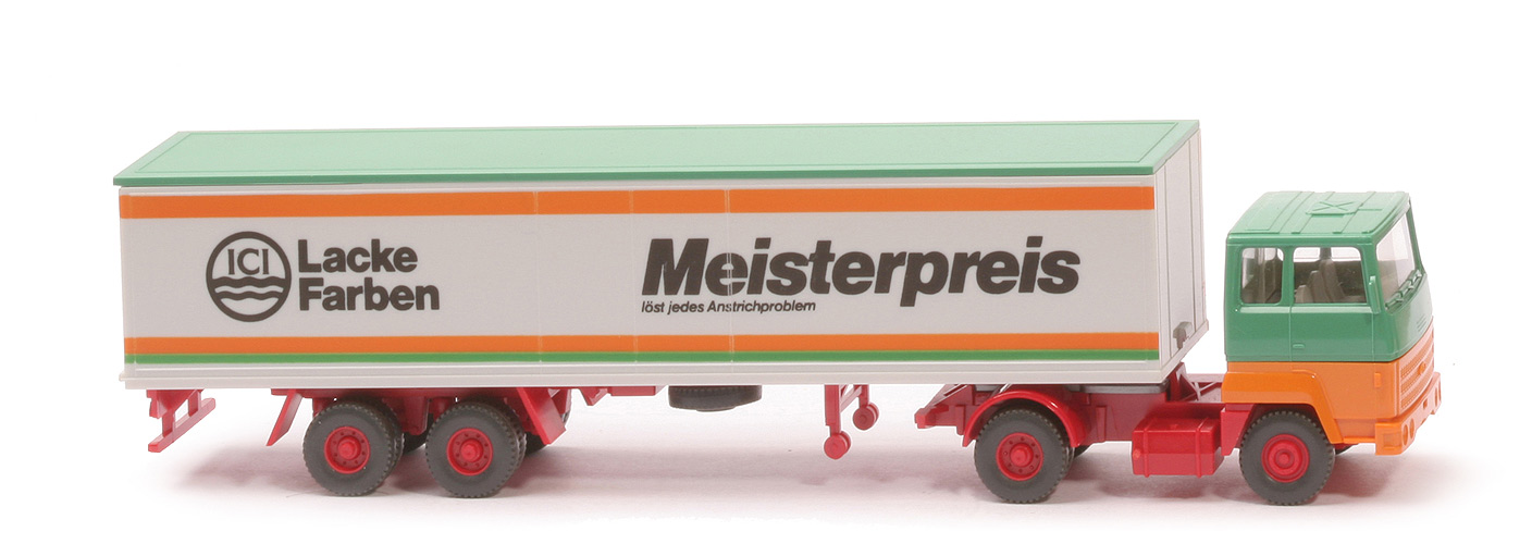 Ford Transcontinental Koffer-Sattelzug  - ICI, ... löst jedes Anstrichproblem, grün/gelborange - 540/34d