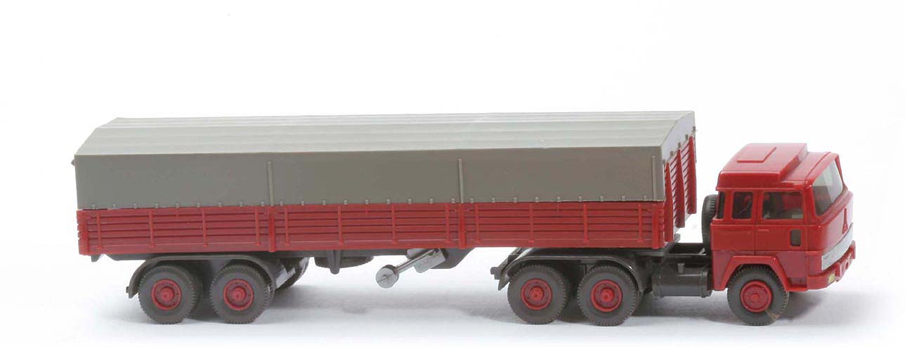 Magirus 235 D Pritschen-Sattelzug - Aufbau hellbraunrot, Stützen beweglich - 516/1