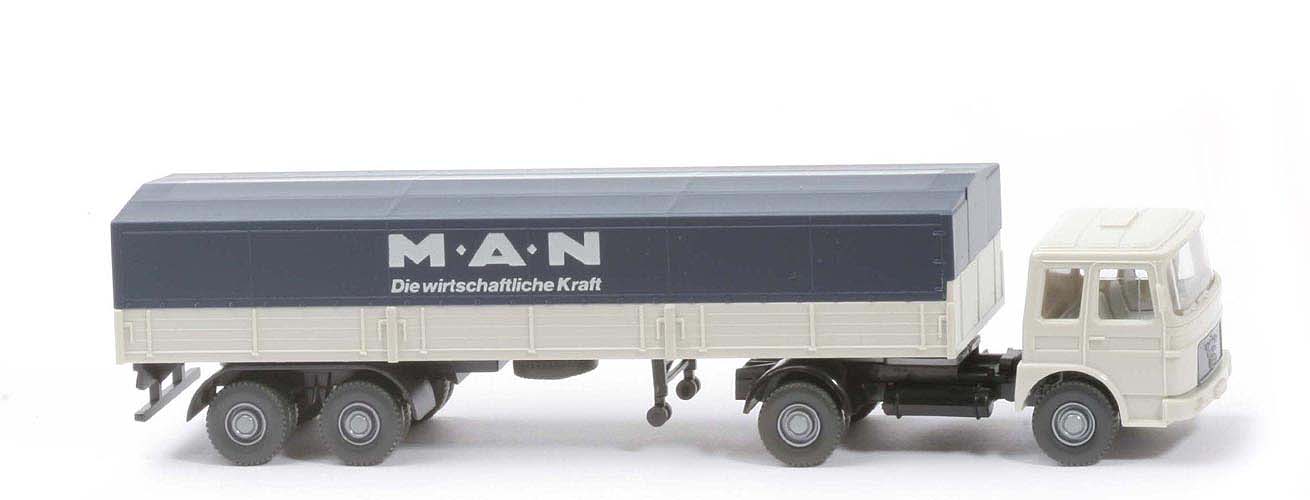 MAN 19.230 Pritschensattel - MAN, grauweiß, Plane stahlblau - 535/2c