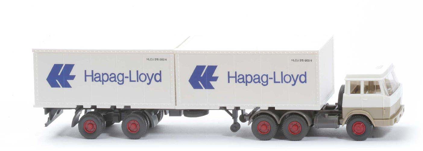 Hanomag-Henschel Container-Sattelzug - Hapag-Lloyd 2 x 20 ft , weiß/gelbgrau - 521/15b ?