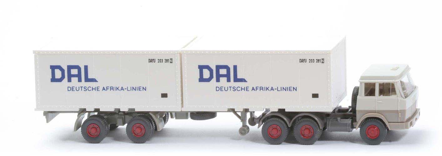 Hanomag-Henschel Container-Sattelzug - DAL 2 x 20 ft , grauweiß/graubeige - 521/16b