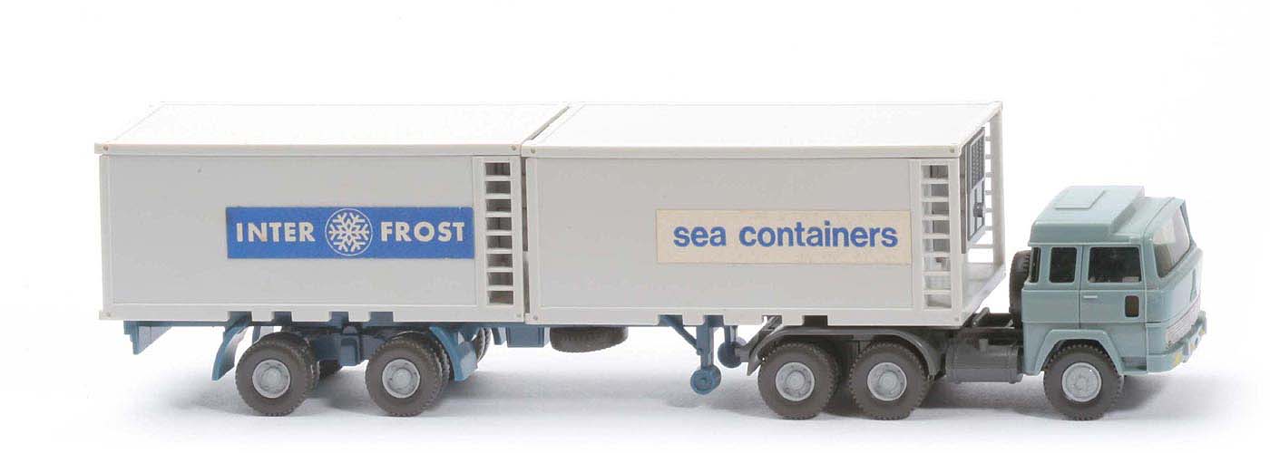 Magirus 235 D Kühlcontainer-Sattelzug - Interfrost, Aufkleber, Cont altweiß - 522/1a