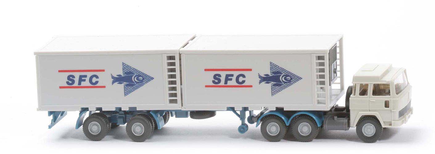 Magirus 235 D Kühlcontainer-Sattelzug - SFC, FH grauweiß, Cont altweiß - 522/7b