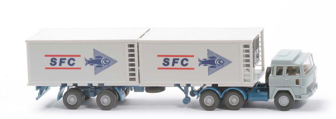 Magirus 235 D Kühlcontainer-Sattelzug - SFC, FH hellblaugrau, Cont altweiß - 522/7 ?