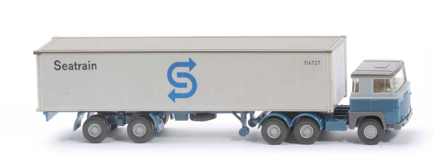Scania 111  Container-Sattelzug - SEATRAIN hellblaugrau / azurblau Dach steingrau - 520/40d