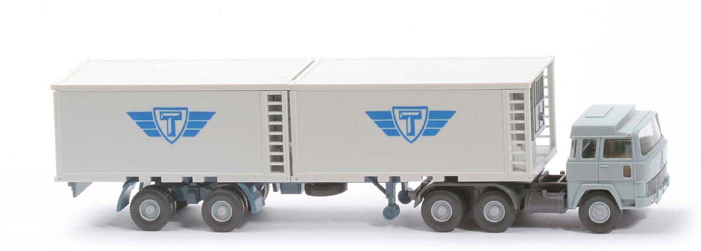 Magirus 235 D Kühlcontainer-Sattelzug - Tiefkühlsymbol, FH hellblaugrau, Cont altweiß - 522/2c