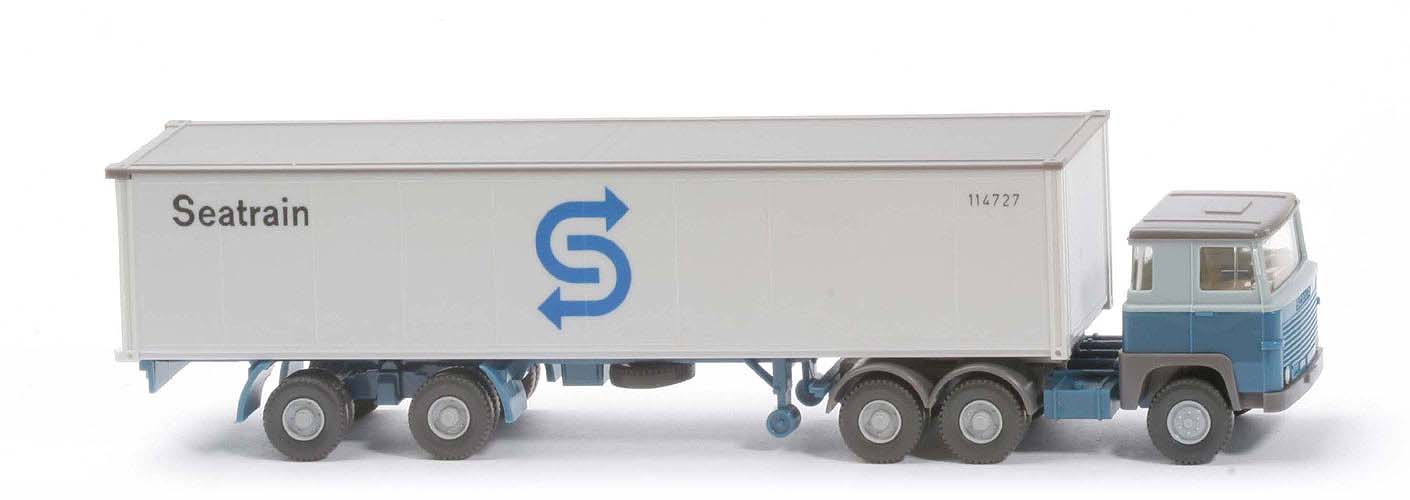 Scania 111  Container-Sattelzug - SEATRAIN hellblaugrau / azurblau - 520/40d