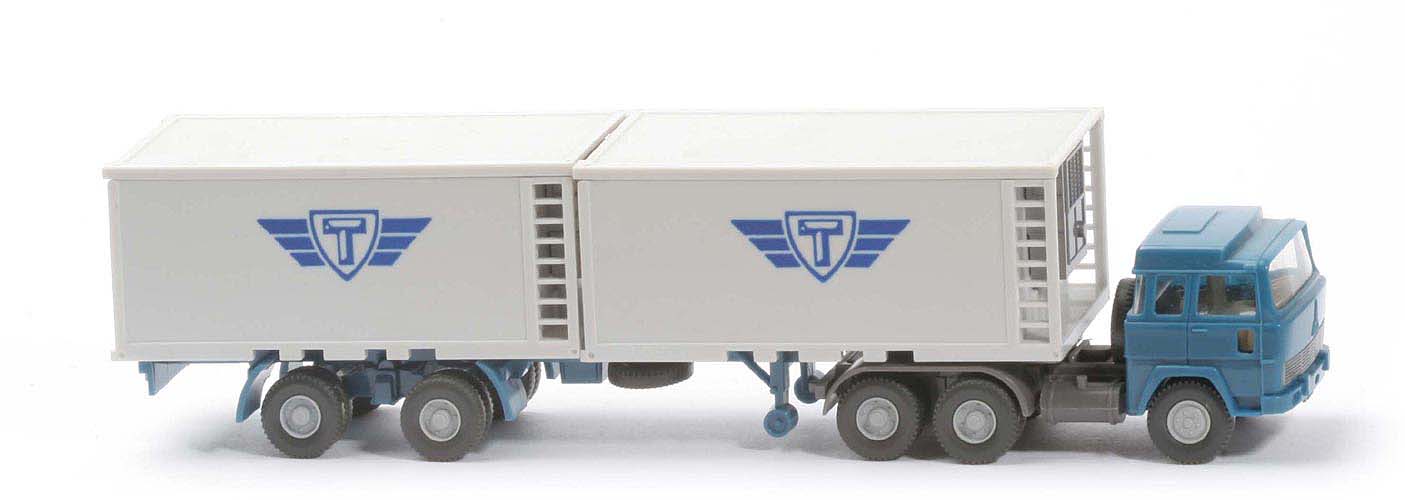 Magirus 235 D Kühlcontainer-Sattelzug - Tiefkühlsymbol, FH azurblau, Cont altweiß - 522/3b