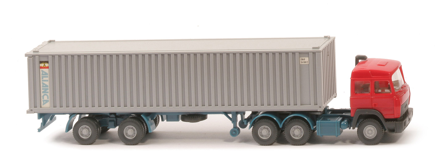 Iveco, Alianca 40 ft Stahl-Container - FH rot / Container silbergrau - 523/19