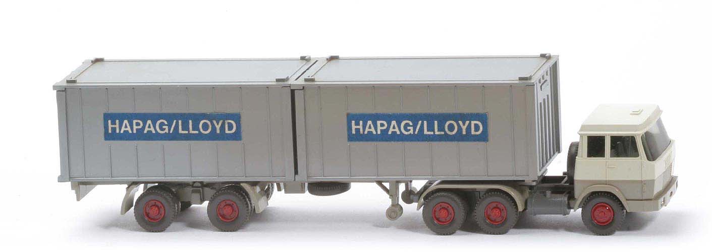 Hanomag-Henschel Container-Sattelzug - Hapag-Lloyd 2 x 20 ft , perlweiß/olivgrau - 521/5a