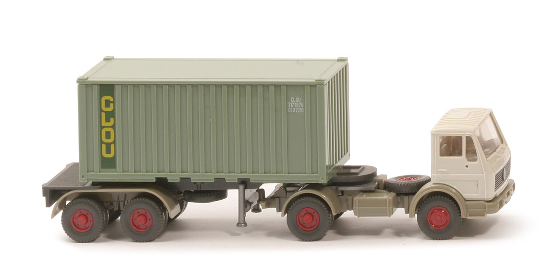 MB 1617 S Container-Sattelzug 20 ft - Clou Stahlcontainer resedagrün - 526/14b