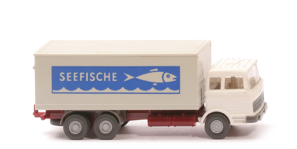 MB LP 2223 Koffer-LKW - Seefische, FH weiß, Koffer grauweiß, CH weinrot - 450/13a