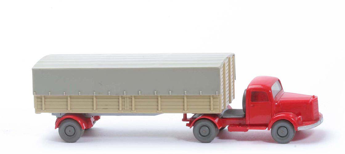 MB L 3500 S Alter Pritschen-Sattelzug - ZM rot, Aufl. grünbeige - 510/4b