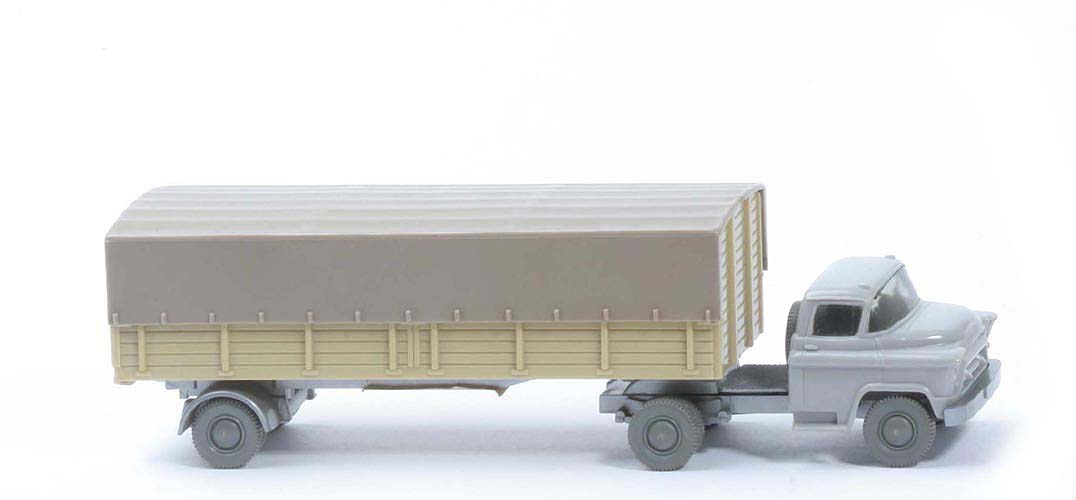 Chevrolet Alter Pritschen-Sattelzug - FH dunkelsilbergrau, Aufl. grünbeige - 510/7e