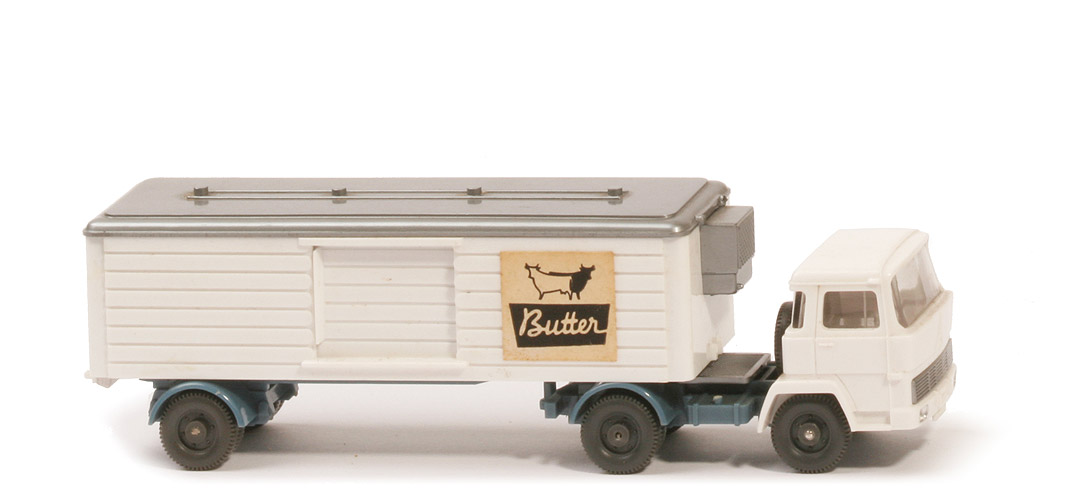 Magirus 100 D7 Kühlsattelzug - Aufl.: Dach silbern, CH mattgraublau - 527/1c