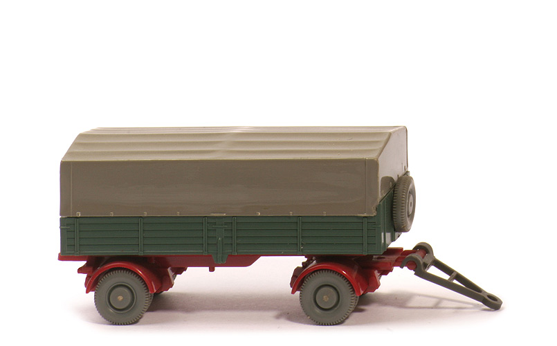 LKW-Anhänger (Typ 8) - PR graugrün, CH weinrot, Räder 11 mm Glattwand staubgrau - 402/5a