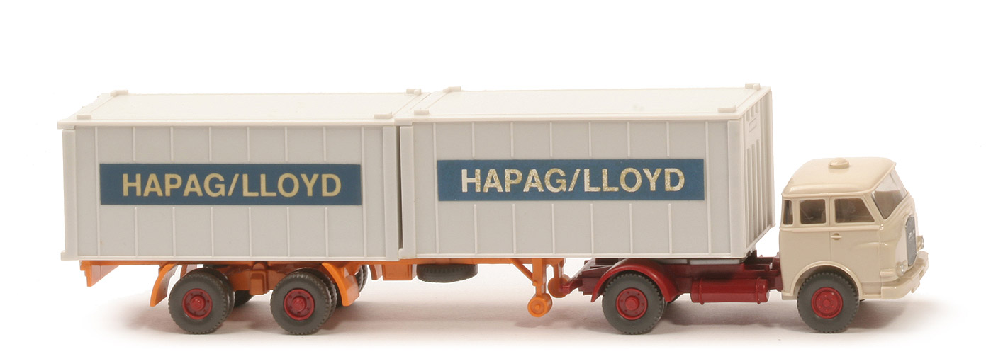 MAN 10.230 Container-Sattelzug HL - FH hellelfenbein, CH hellbraunrot, Aufl. gelborange, KöBo groß - Hapag-Lloyd 1b