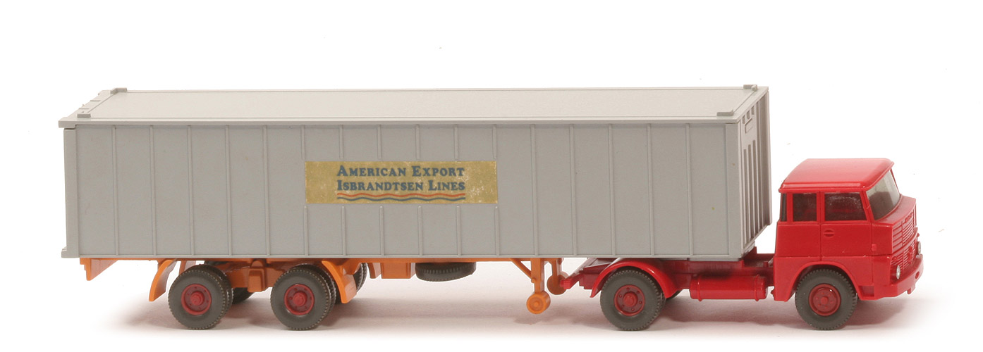 Henschel HS 14 Container-Sattelzug - AMERICAN EXPORT ..., 1 x 40 ft silbergrau, KöBo dünn - American Export
