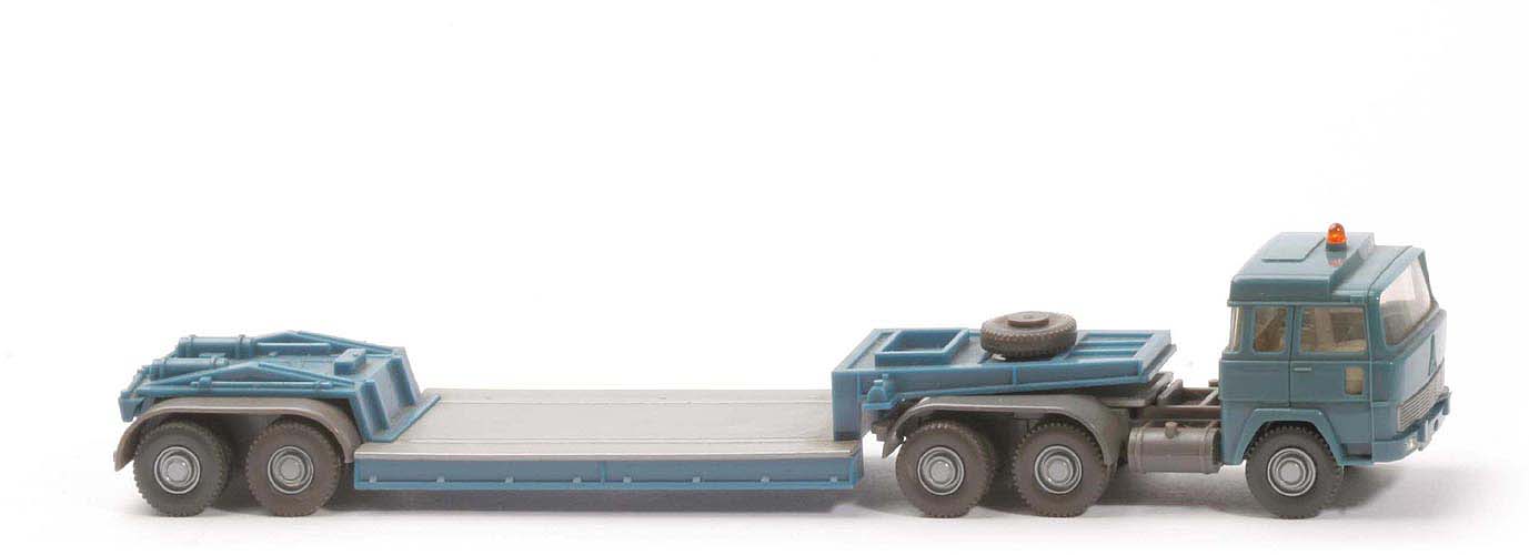 Magirus 235 D Tieflade-Sattelzug o. Ladung - FH diamantblau, Auflieger azurblau - 503/3d