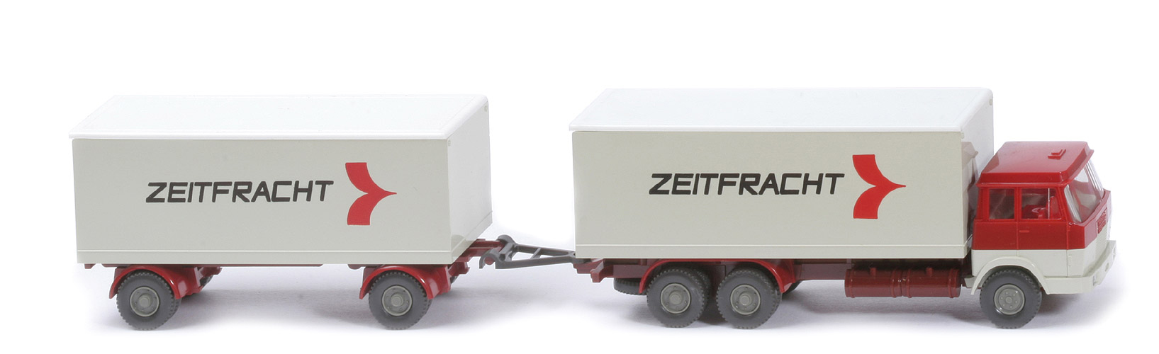 Hanomag Henschel Kofferlastzug - Zeitfracht, FH hellbraunrot/perlweiß, Koffer perlweiß/weiß - 440/7b