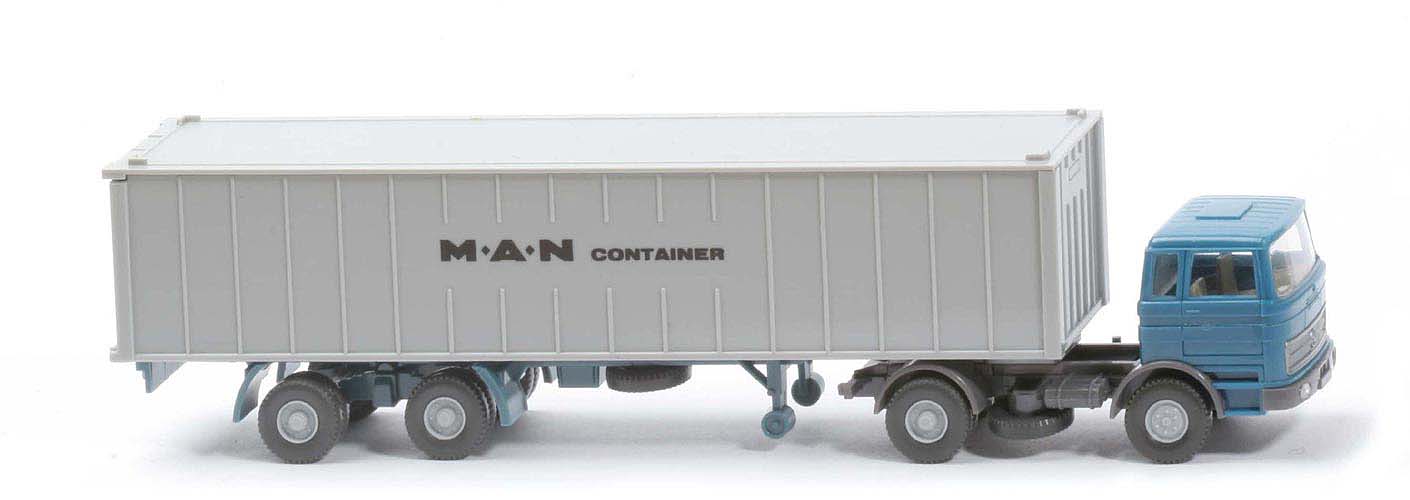 MB LPS 1620 Container-Sattelzug II - MAN Container  azurblau / basaltgrau - 523/13a