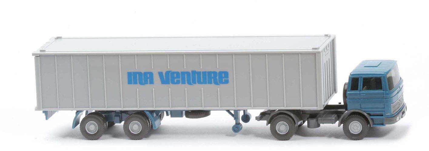 MB LPS 1620 Container-Sattelzug II - INA VENTURE azurblau / basaltgrau - 523/16a