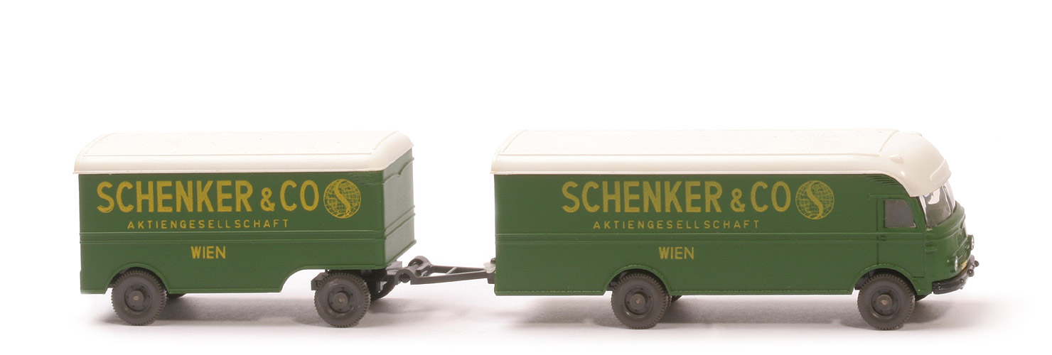 MB LP 312 Großraum-Möbelwagen - Schenker & Co, Liliput, Dach weiß - 540a/1