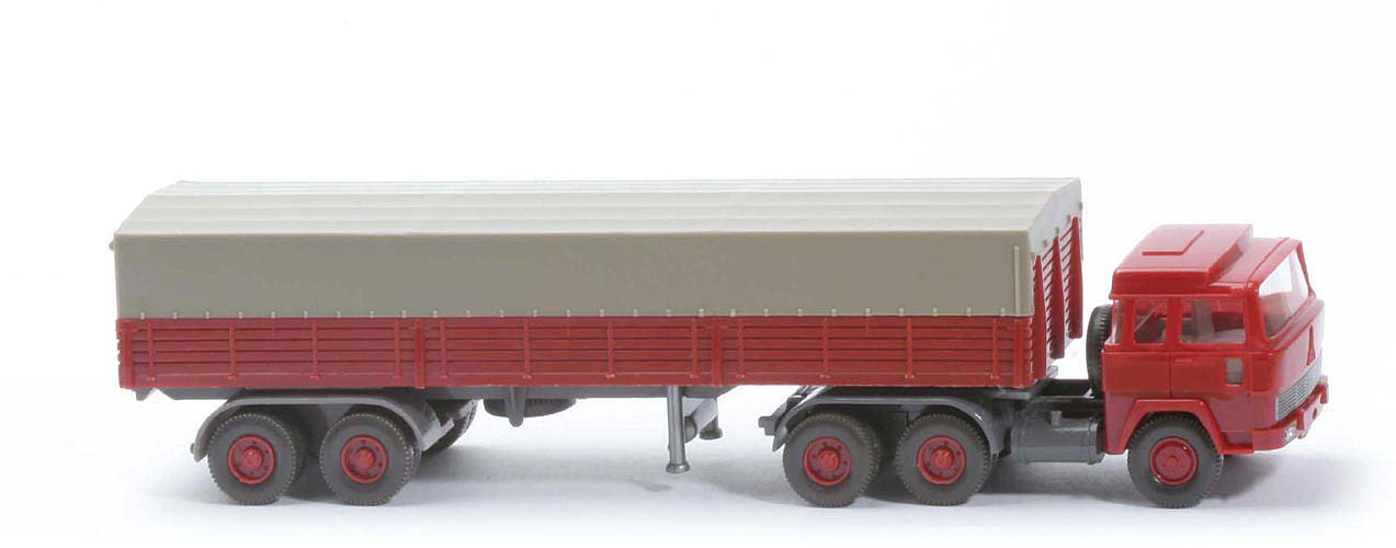 Magirus 235 D Pritschen-Sattelzug - Aufbau hellbraunrot, DAA Klemmplatte, KöBo dünn - 516/3