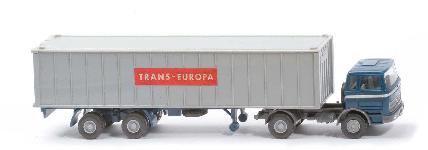 MB LPS 1620 Container-Sattelzug I - TRANS-EUROPA ozeanblau / staubgrau - 523/7b