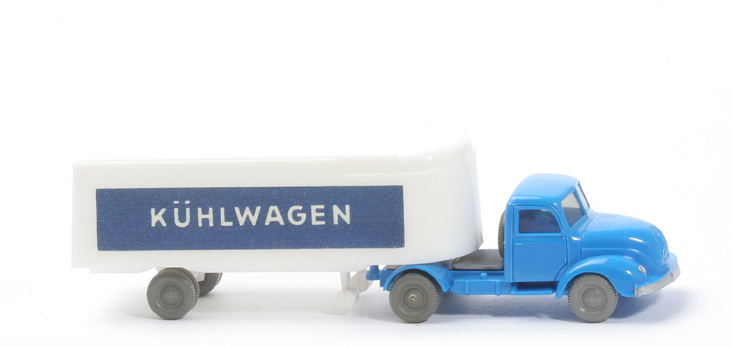 Magirus S 3500 Alter Kühlsattelzug - Kühlwagen - ZM himmelblau, Aufl. weiß - 520/15b