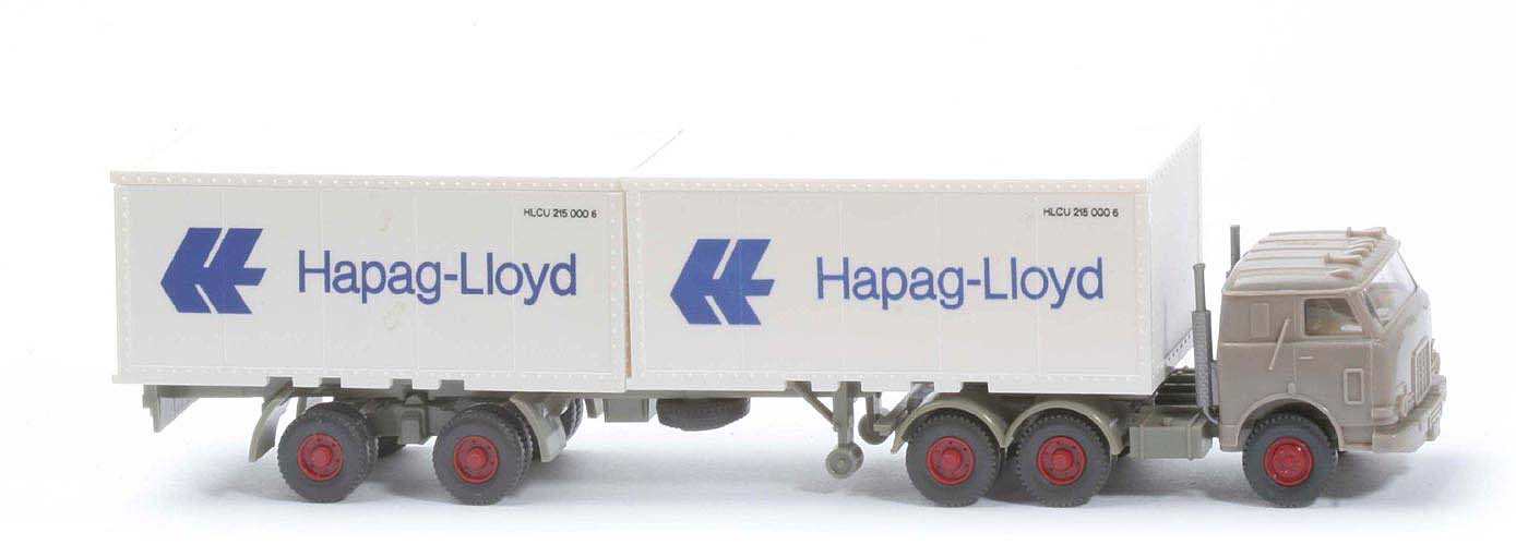 US-Zugmaschine Container-Sattelzug - Hapag-Lloyd 2 x 20 ft , graubeige - Hapag-Lloyd 11 ?