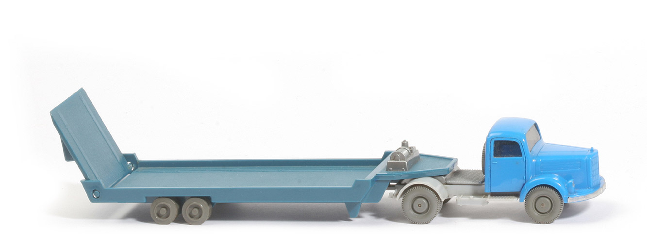 MB L 3500 S Alter Tieflade-Sattelzug - Zugm. himmelblau/lichtgrau, AH offen - 490/7b